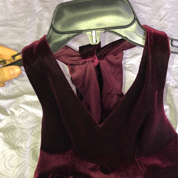 Red, Velvet Formal Dress - Picture 3 of 6